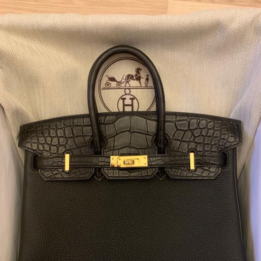 Hermès Birkin Limited Edition 25 Noir (Black) Touch Alligator Mississi