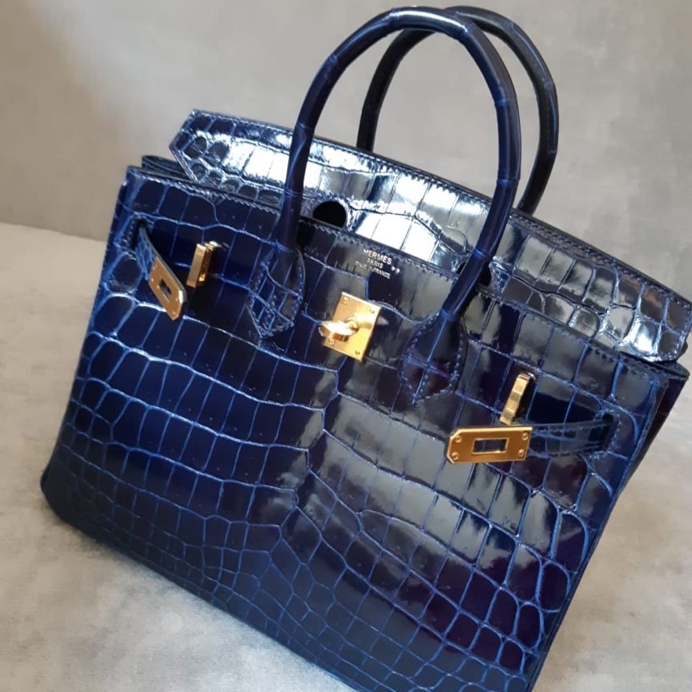 Hermès Birkin 25 Bleu Saphir Crocodile Niloticus Lisse Gold Hardware