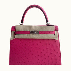 Brand new Hermes Kelly mini II Rose Tyrien Ostrich PHW Sold