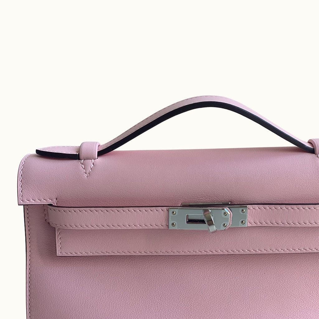 Hermès Kelly Pochette Rose Sakura Swift Palladium Hardware PHW — The French  Hunter